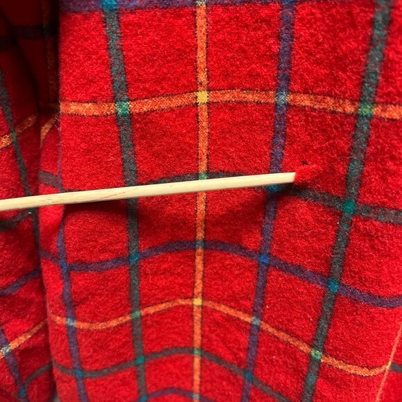 Pendleton Vintage 70's Lobo Red Wool Plaid Board Shirt with Elbow Patches - Picture 9 of 10
